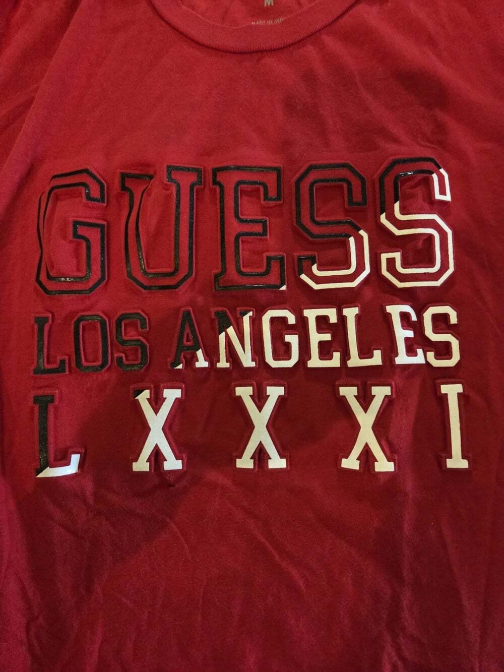 MENS GUESS LOS ANGELES RED T-SHIRT SIZE M